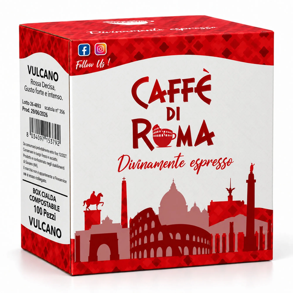 Caffè di Roma Vulcano Rossa Decisa – 100 ESE-Pads 44 mm